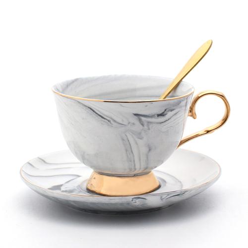 200ML Ceramics marble style Coffee Cup Set  with spoon Milk Tea Coffee Cup With Tray Porcelain Drinkware Set