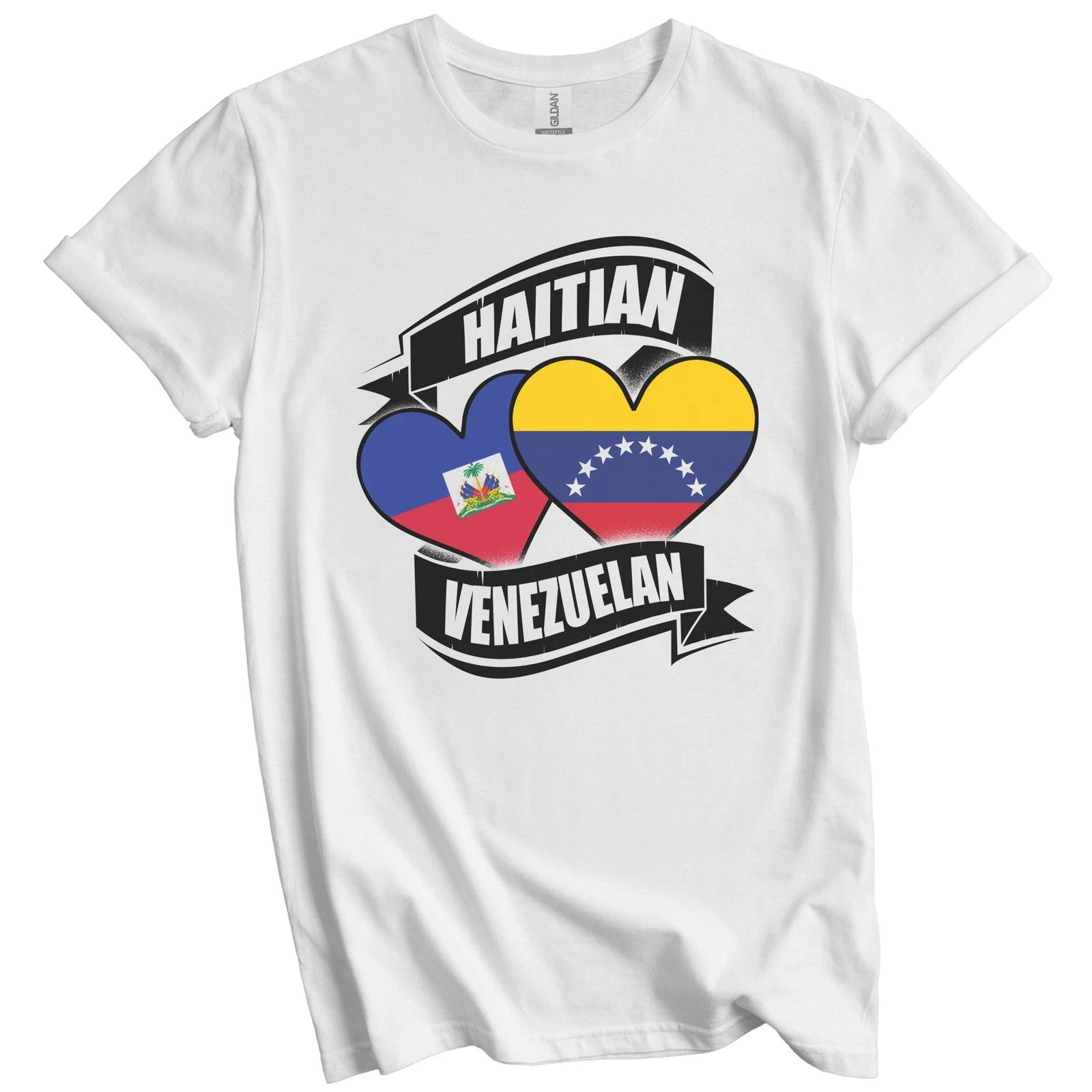 Haitian Venezuelan Hearts Haiti Venezuela Flags T-Shirt 2XL