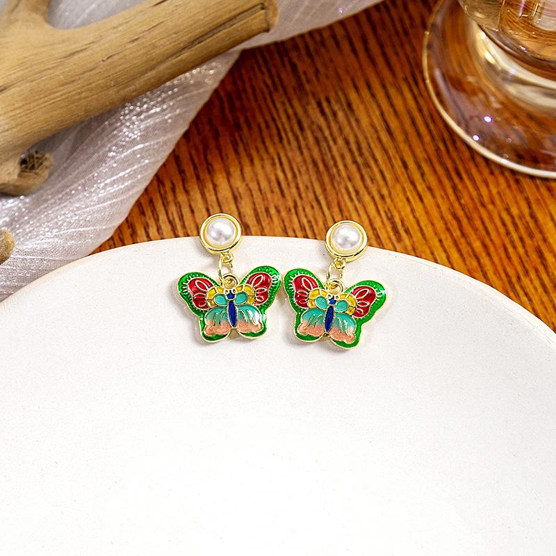 Imitation Jade Drop Oil Beaded Earrings Retro Water Drop Fringed Earrings Simple Hanfu Accessories Women