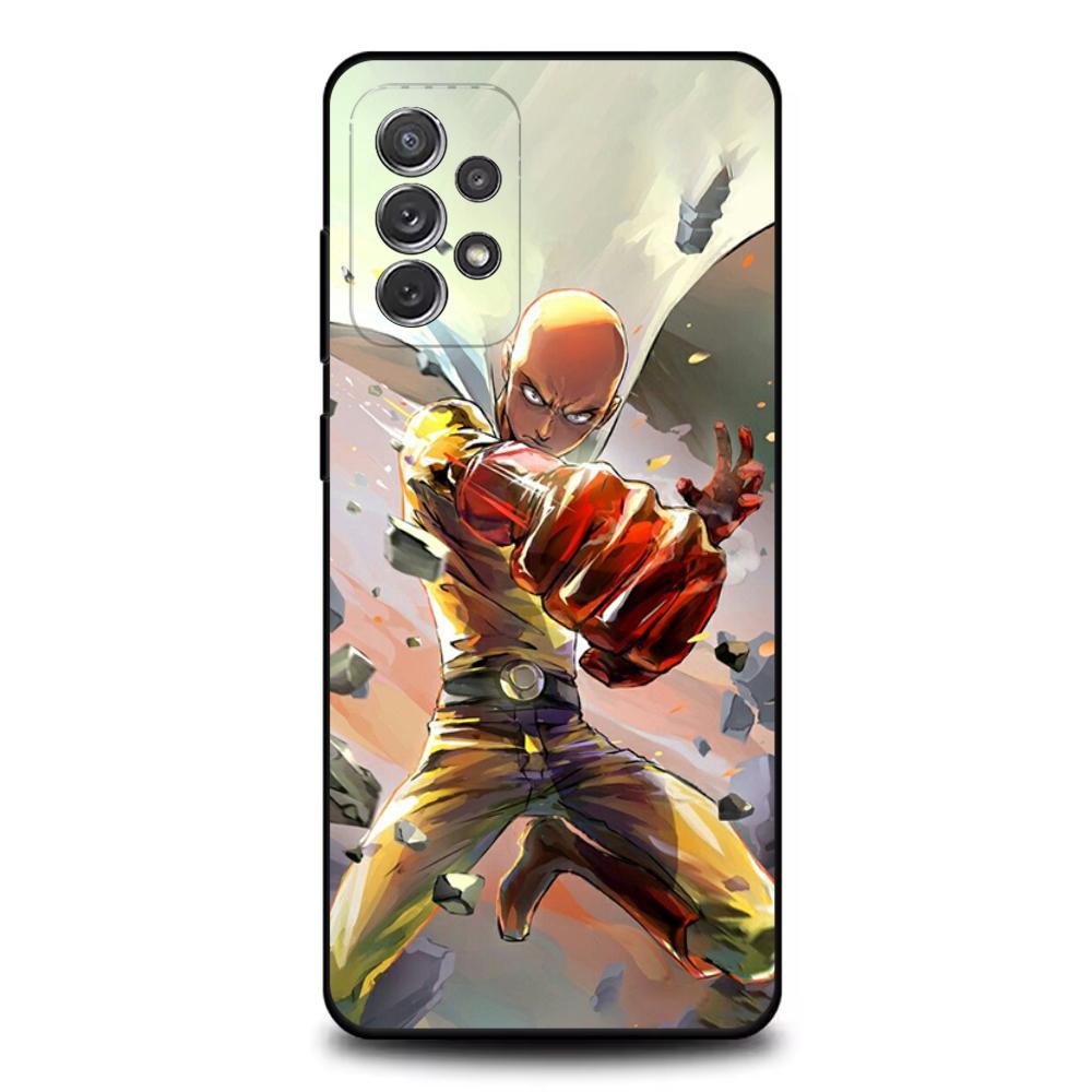 One Cartoon Punchs Man Phone Case For Samsung S25,S24,S21,S22,S23,S30,Ultra,S20,Plus,Fe,Lite,Note,10,9,5G Black Cover