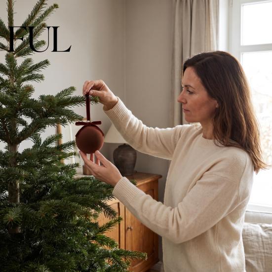 Retro Christmas Baubles with Bows 15Pcs Flocking Ball Hanging Ornaments Bow Decor, Flocked Tree Velvet Balls Bubbles for Holiday Home Decoration,
