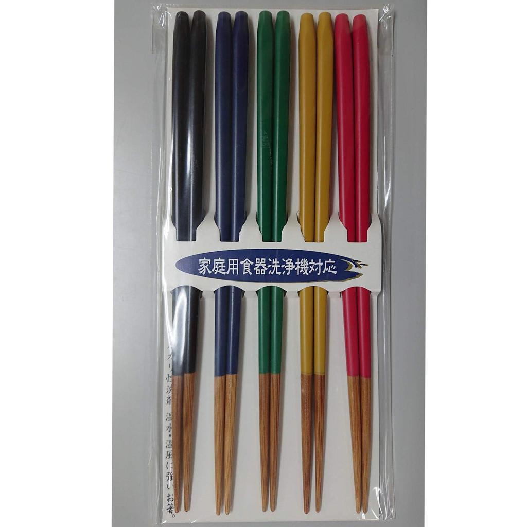 Ishida for Natural Set of 67336 Japanese-made Chopsticks, Guests, Washable, Colorful, 23cm, Bamboo, 5,