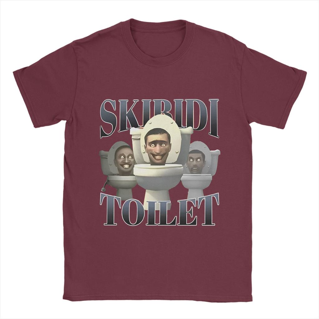 Skibidi Toilet Lustiges Meme Herren T-Shirts Verrückte T-Shirts Kurzarm Rundhals T-Shirts Reine Baumwolle Sommeroberteile