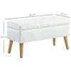 Upholstered Storage Bench, Velvet-Look Fabric Cover, Wooden Legs, for Living Room, Bedroom, Hallway, 80 x 35 x 42 cm, White