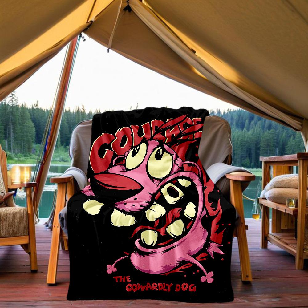 1PC Courage the Cowardly Dog Outdoor Blanket Lightweight Flannel, Soft & Warm, All Season Use for Sofa