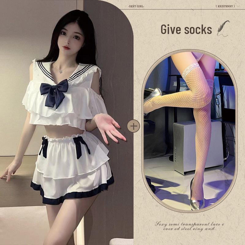 Night Fire Sailor Lingerie Set: See-Through Soft Girl Uniform