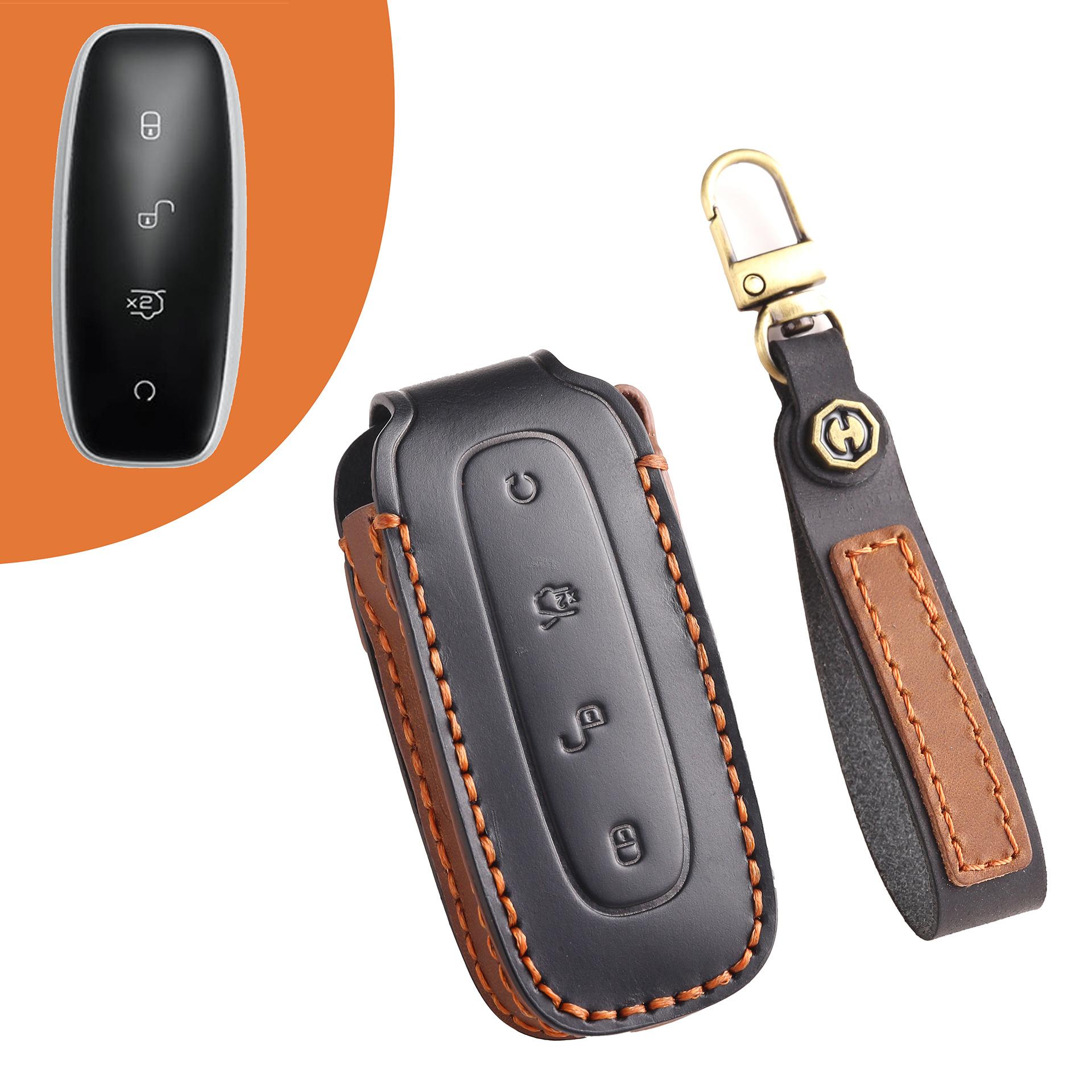 

Подходит для чехла для ключа Tengshi d9 n7 автомобиль n8 высококлассный 23 модели Tengshi x чехол для карты ручной работы высококлассный кожаный защитный чехол чёрный