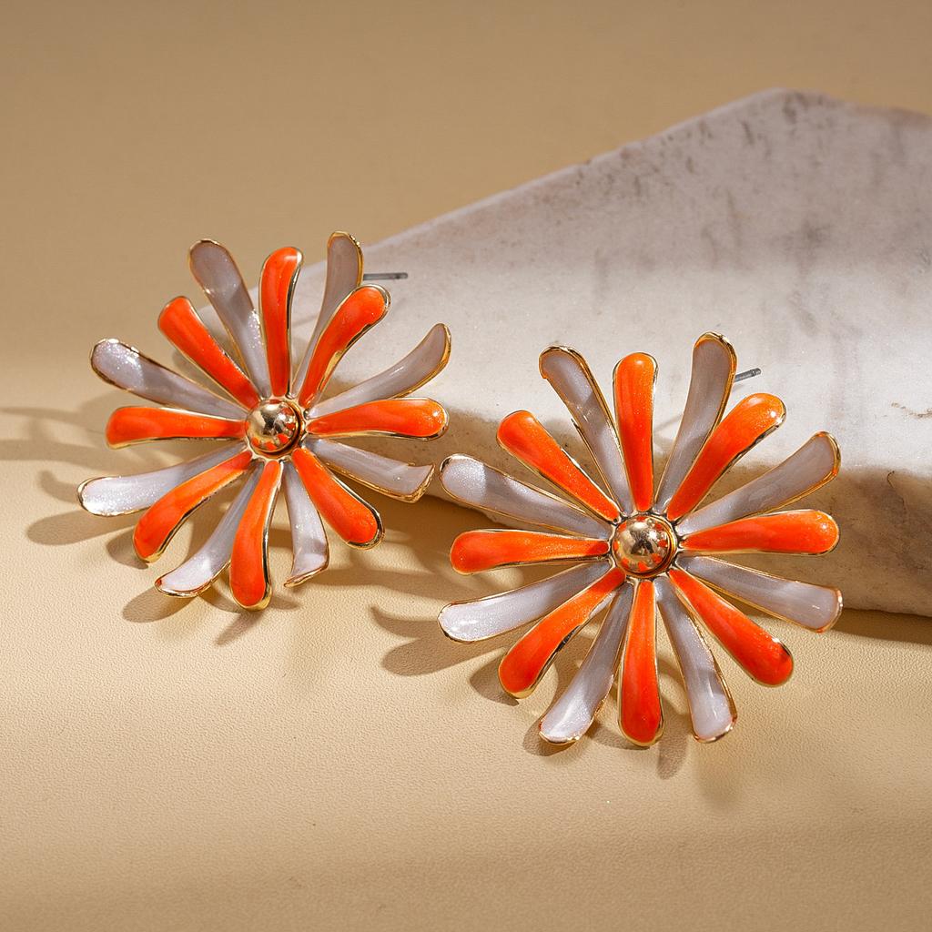 Oil drop flower petals steel needle stud earrings sweet earrings earrings