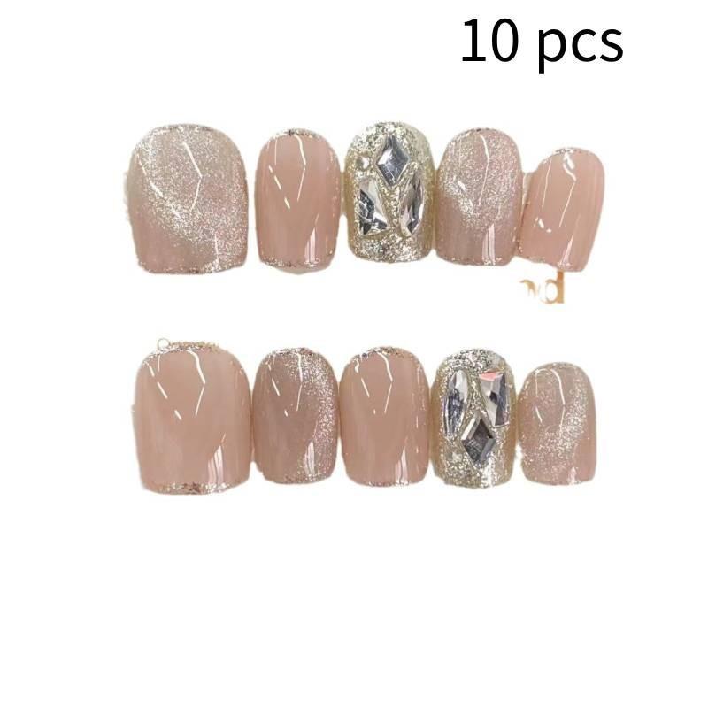 

Eye Shiny Cat Short Nails Luxury White Removable Handmade Nail Style Womens L