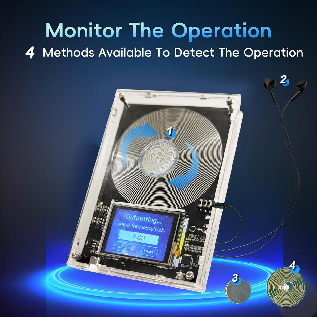 Touch Screen DC 5V Schumann Wave Generator 0.01-99999Hz Adjustable Frequency Sine Wave Signal Generator Type C Audio Resonator