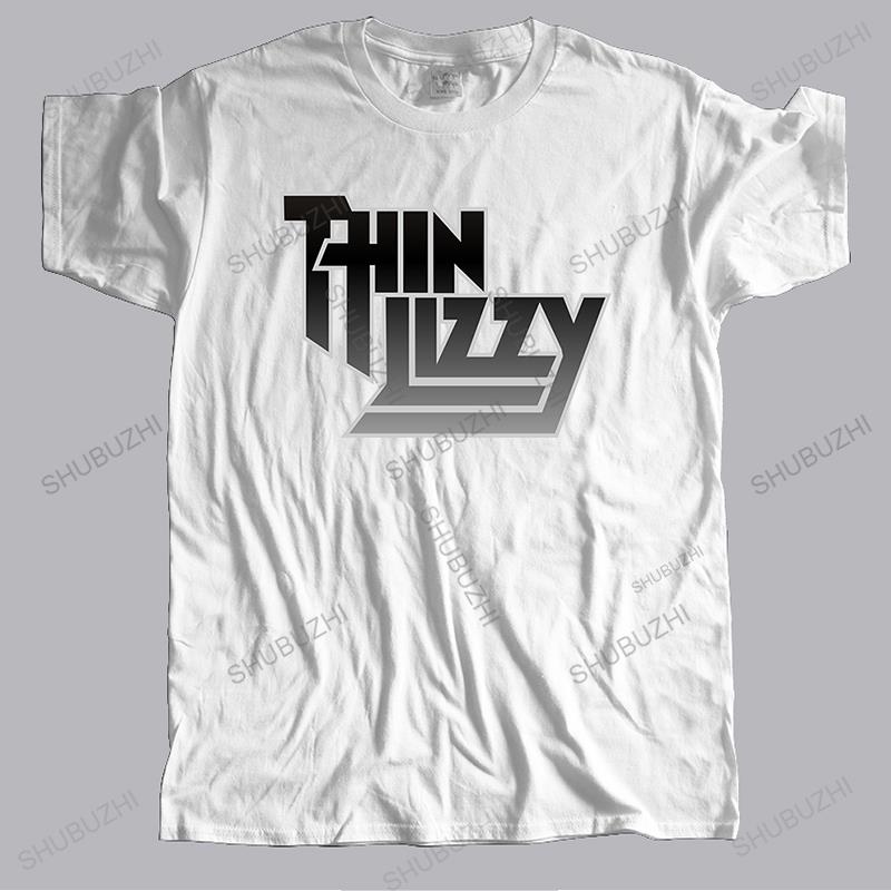 

Чоловіча футболка з круглим вирізом Бавовняна брендова футболка Чорна THIN LIZZY Чоловіча літня модна футболка Вільного стилю Крута футболка Великого розміру L білий