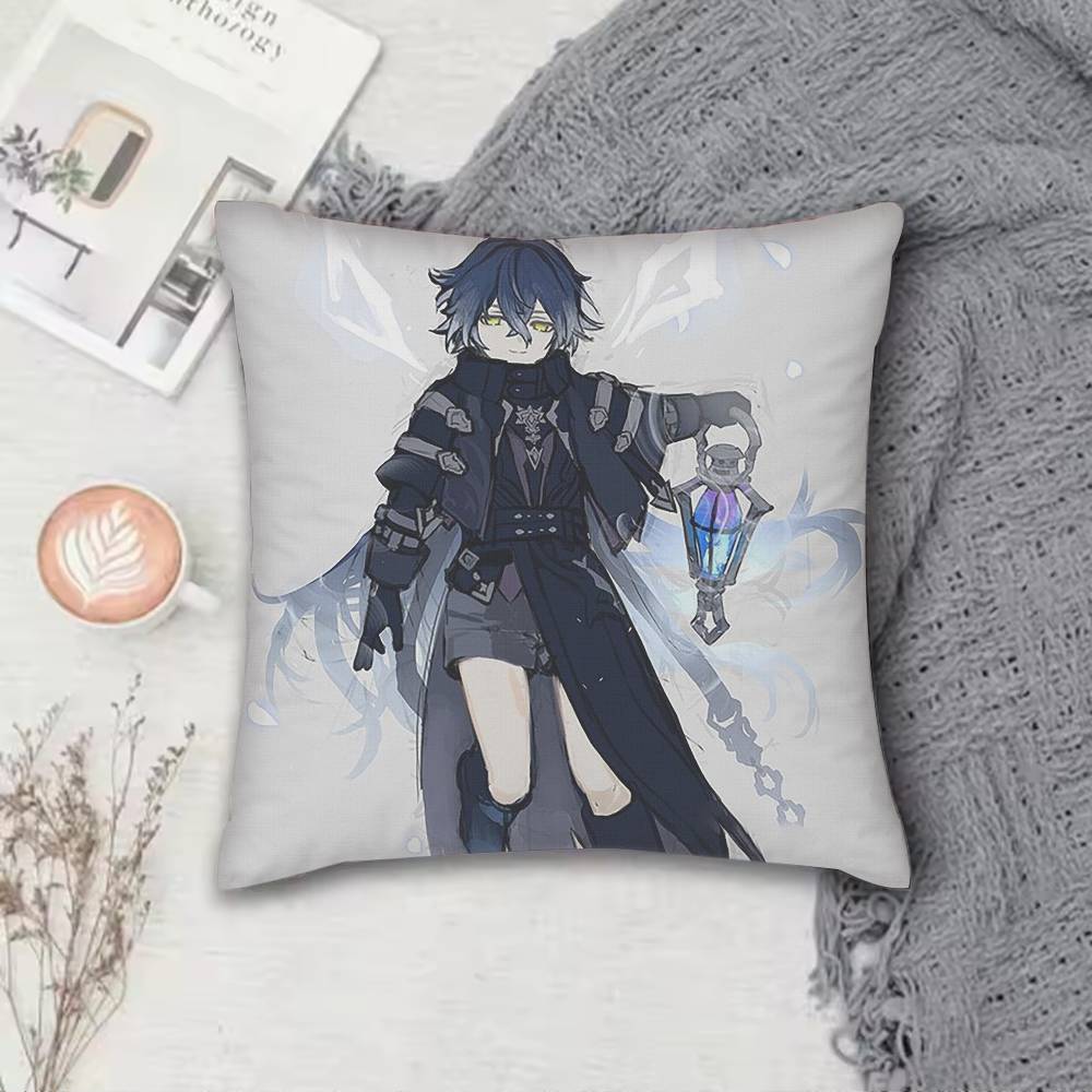 G-Genshin I-Impact F-Flins Pillow Case Pattern Printed Pillowcase For Living Room Sofa Cushion Cover
