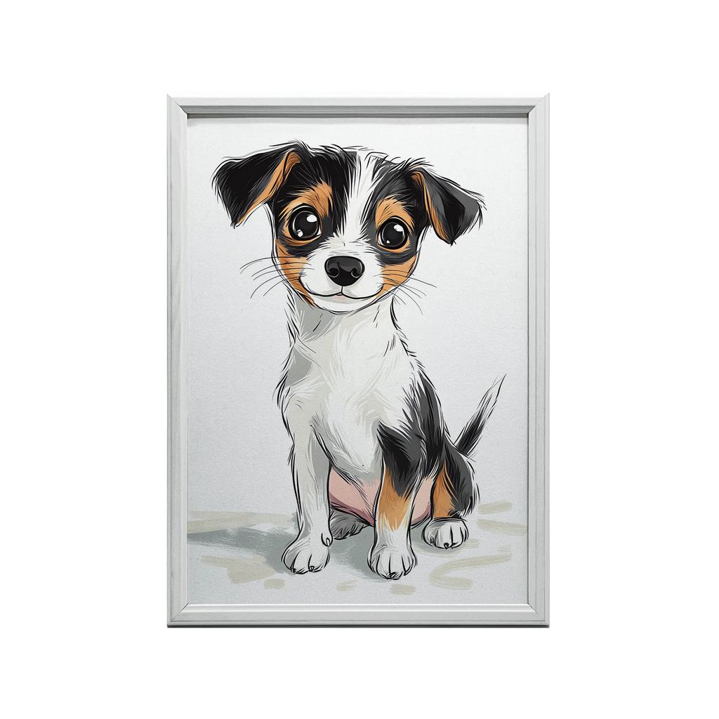 Cute Jack Russell Terrier - Poster for Children Cute Jack Russell Terrier - Poster for Children, 30X40 Cm, Unframed, Premium Canvas On Stretcher