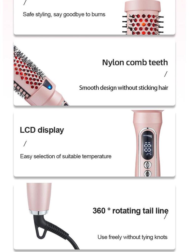 2-in-1 Anti-Scald Curling & Straightening Comb – Electric Heating for Fluffy Curls & Smooth Hair