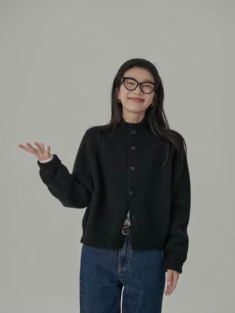 Women's Cozy Korean Style Wool Knit Cardigan - Autumn/Winter Outerwear