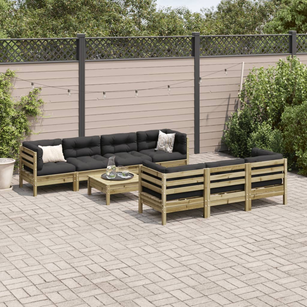8 piece Garden Sofa Set with Cushions Pressure Treated Pine Wood