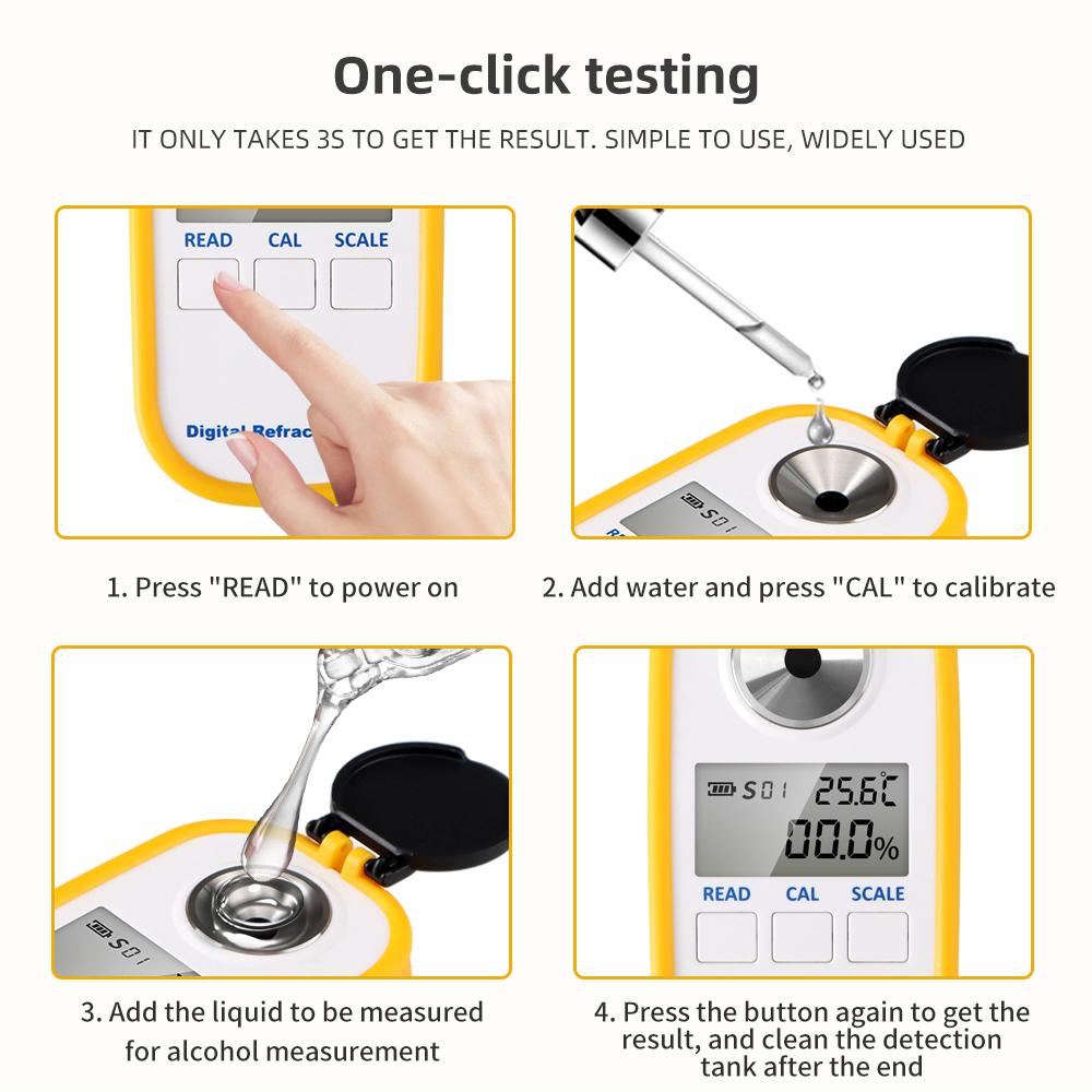 0-18% Sodium Hypochlorite Refractometer LCD Display Refractometer Sodium Hypochlorite Meter Accuracy One-click Measuremen