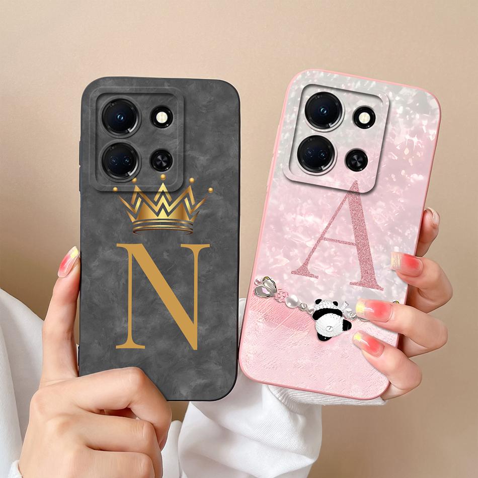 For Infinix Note 30 Pro 30i 30 VIP Phone Case Cute Panda Letters Soft High Quality Liquid Silicone Shockproof Couple Back Covers