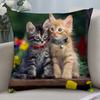 Adorable Cat Cute Pillow Case Short Plush Pillow Covers Sofa Decorative Gift Home Double-Sided Printing Cushion Cover