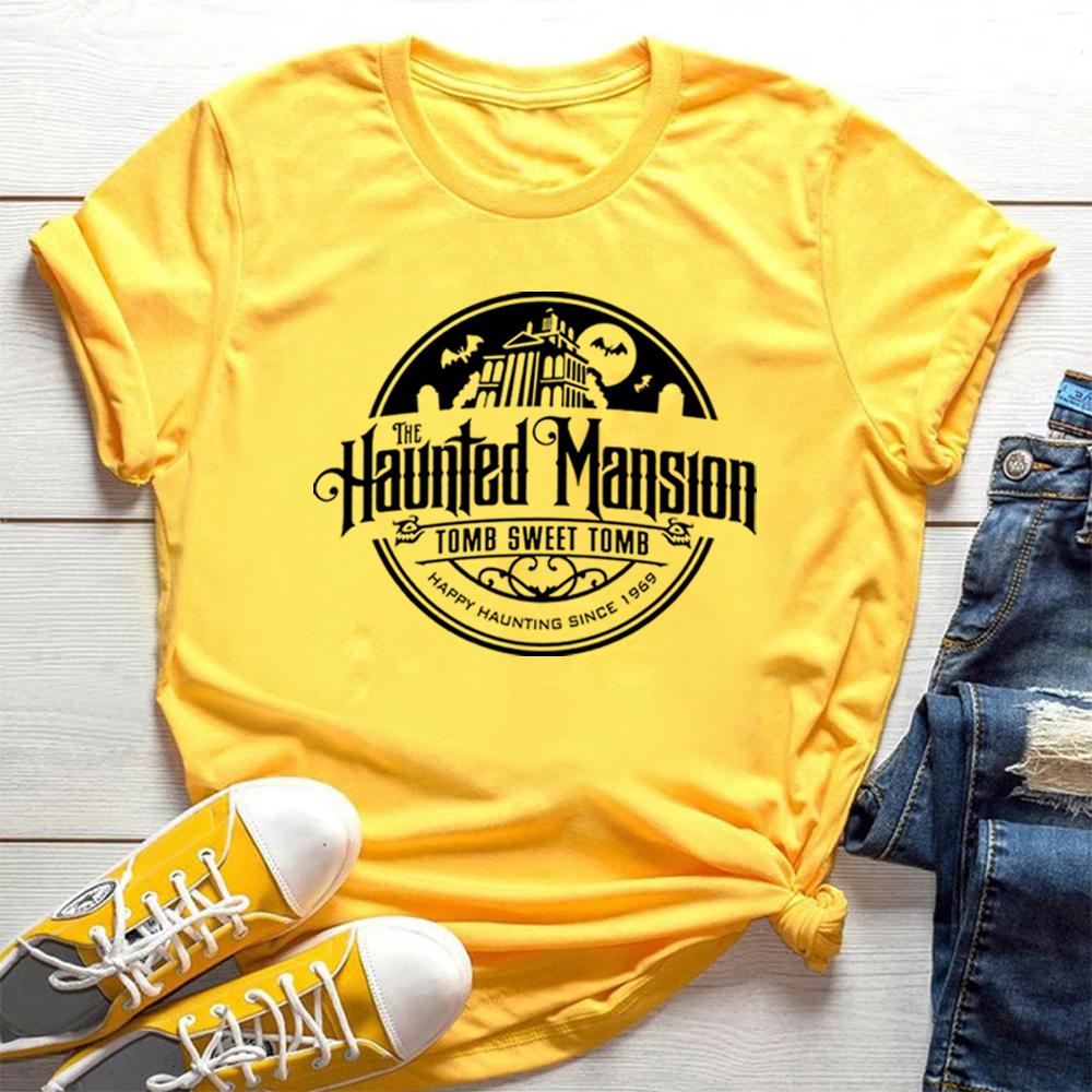 

Футболка Haunted Mansion Retro, винтажная рубашка для езды, рубашка Haunted Mansion WDW, винтажная потертая футболка унисекс, женская летняя рубашка S жёлтый