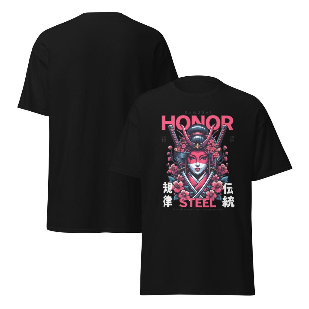 Samurai Honor and Steel T-Shirt, Floral Warrior Armor Tee, Japanese Samurai Art Shirt, Unisex T-Shirt