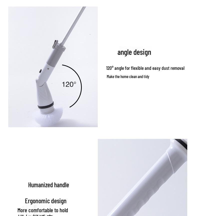 Electric Long-Handled Multi-Functional Cleaning Brush for Windows and Tiles
