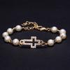 Trendy Imitation Pearl Rhinestone Cross Bracelets For Women Men Elegant  Cute Animal Butterfly Chain Bangle Party Jewelry