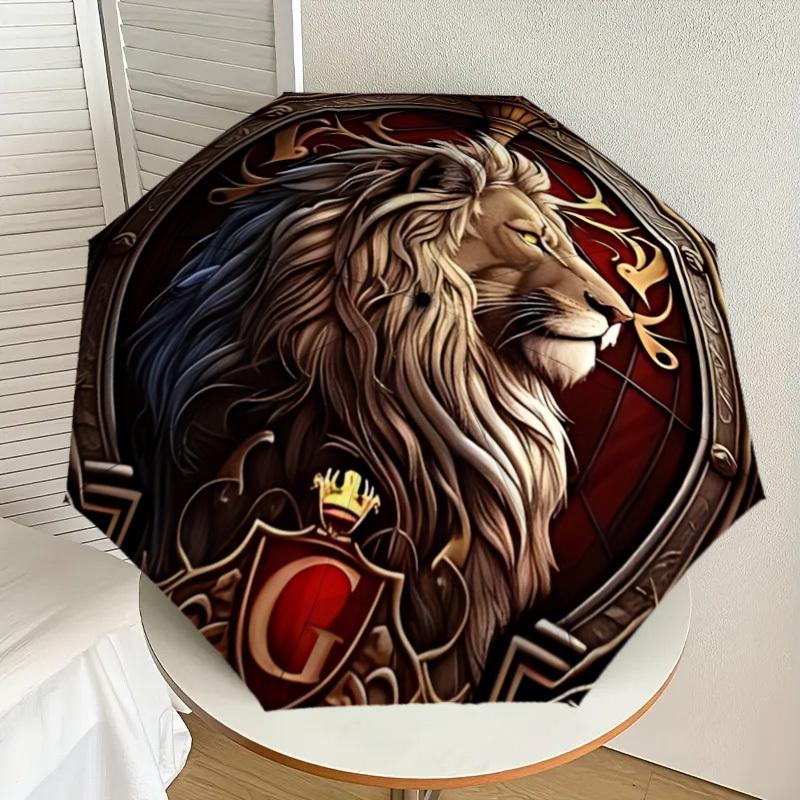 1pc Lion Emblem Automatic Open/Close Umbrella, Lightweight Design for Everyone,Durable Canopy yy251014056
