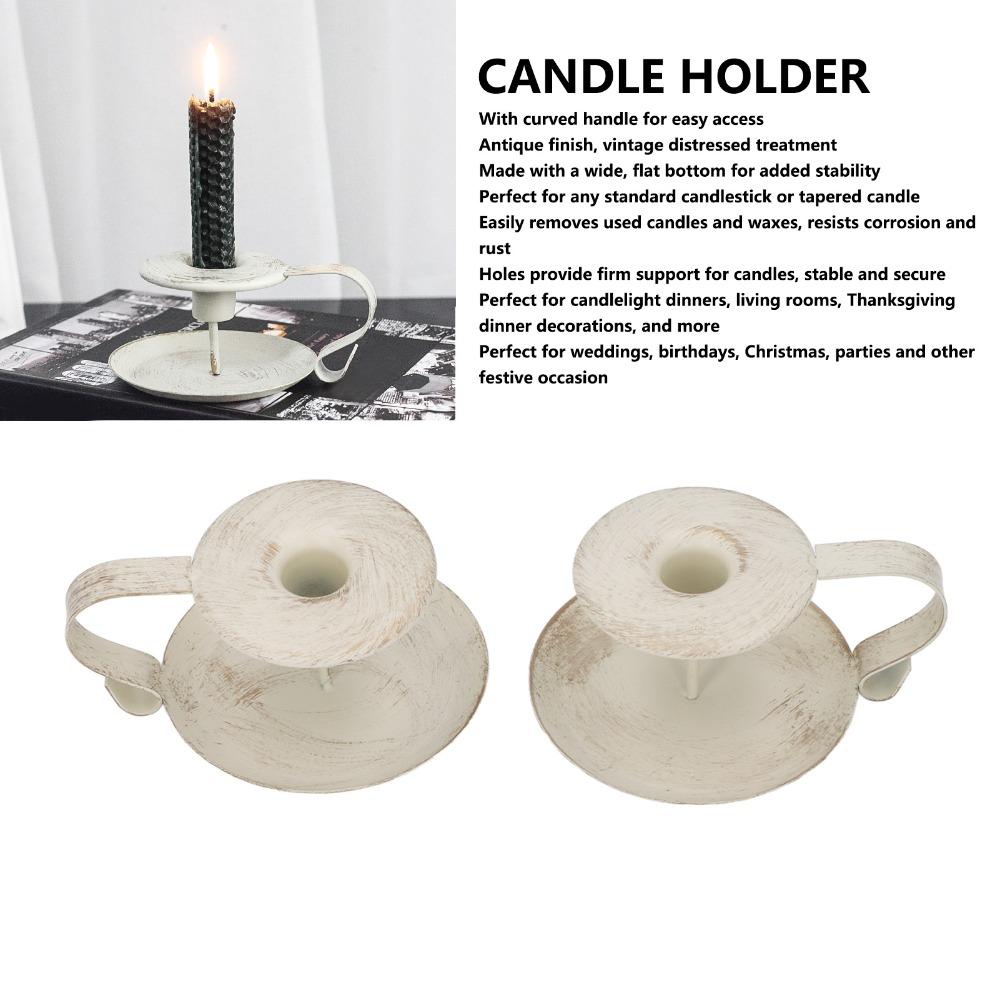 2pcs Iron Iron Candle Holder Antique Candlestick Holder Ceramic Candle Holders  Tabletop Display