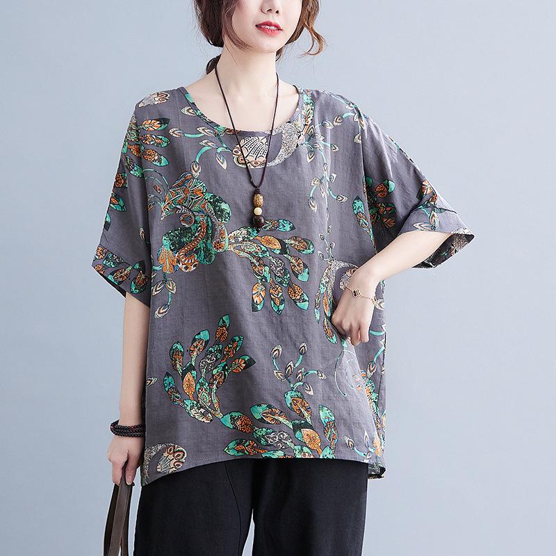 

Женская футболка большого размера с рукавами «летучая мышь» свободного кроя - Молодящий европейский и американский стиль One Size (Approx 140-200 Jin)