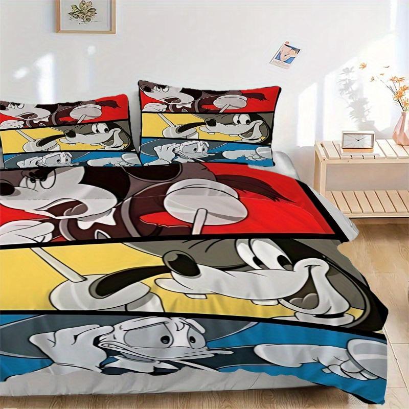 

3 шт. Комплект постельного белья с принтом Микки и Дональда Дака, Дышащий и мягкий, Можно стирать в машине, Рождественский подарок, Подходит для декора спальни, 085 135x200cm