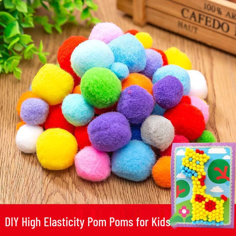 Mixed Color Fluffy Pom Poms: High Elasticity Handmade Plush Balls for DIY Decorative Accessories