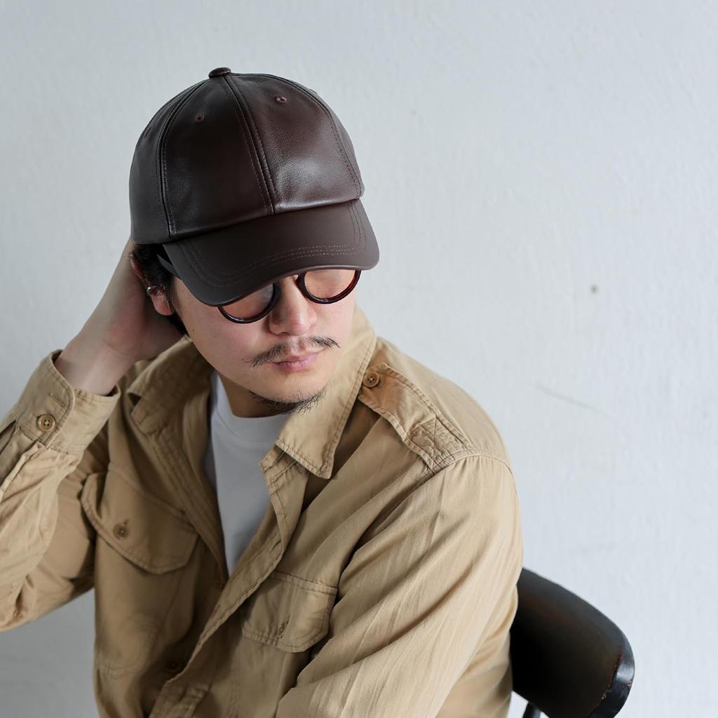 Genuine Leather Low Baseball Cotton Polo LAMD Lamb Sizes Brown [LECK HATTER] Cap, 6-Panel Cap, Men's Cap, Cap, Cap, LEATHER, Leather, Cap, Available,