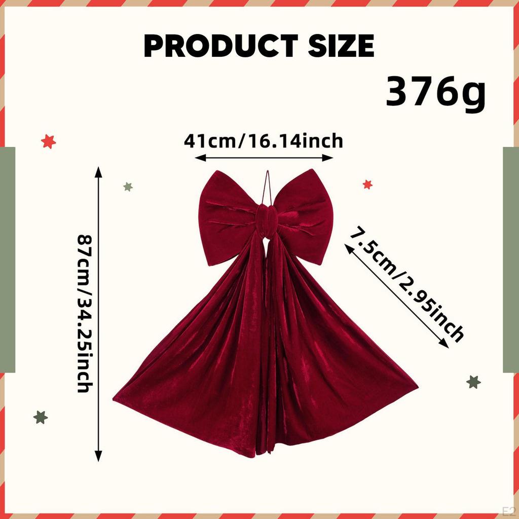 Christmas Red Big Bow Decor Velvet Large for Shower
