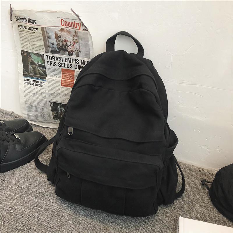 School Bag Female Ins Hong Kong Style Mori Retro Old College Student Backpack Female European and American Fashion Washed Canvas Backpack