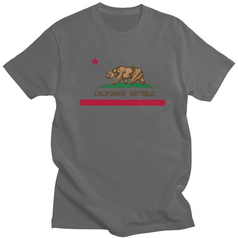 Custom Bear California Republic Flag T Shirts Men 100 Cotton Tee Tops Tshirts Short Sleeve Fashion Tshirt Clothes
