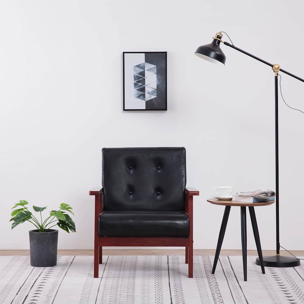 Vidaxl TV Armchair, Black, Faux Leather