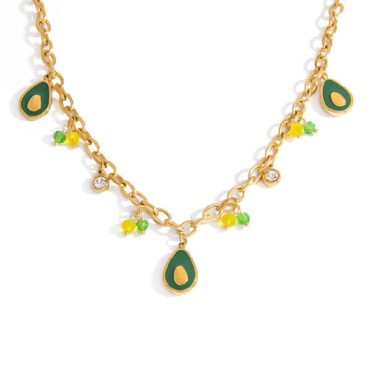 Elegant Country Fruit Charm Necklace Colorful Statement Neckchain Handmade Jewelry for Everyday and Special Occasions