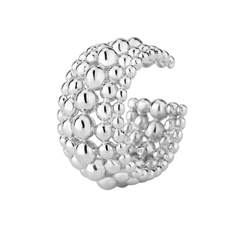 BF CLUB 925 Sterling Rings for Women Fashion Geometric Handmade Irregular Dots Layered Ring Party Christmas Gift