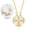 Captivating Titanium Steel Four Leaf Clover Heart Necklace Enhanced With Gold For A Dazzling Look