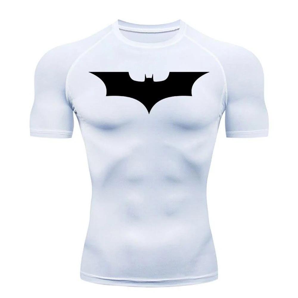MISS YANG 2026 Heren Compressie Shirt Training Sport Sneldrogend Ademend Zweetabsorberend Strakke Sportschool T-shirts Fitness Elasticiteit Tops T-shirt Mannelijk M wit