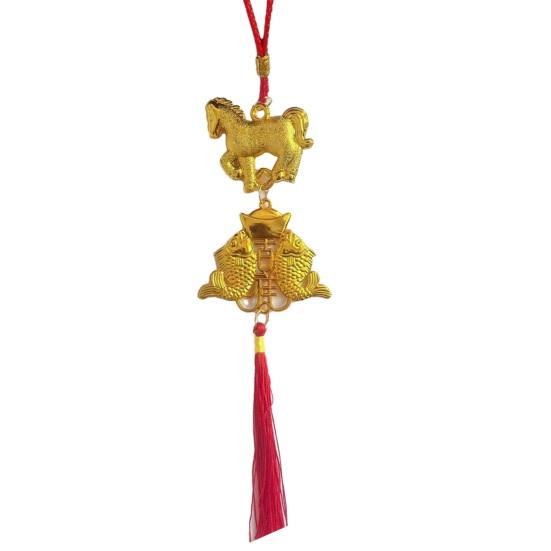 Chinese New Year Decorations 2026 Year of Horse Lucky Feng Shui Charm Zodiac Horse Hanging Tassel Pendant for Fortune Wealth Success Home Car Bonsai