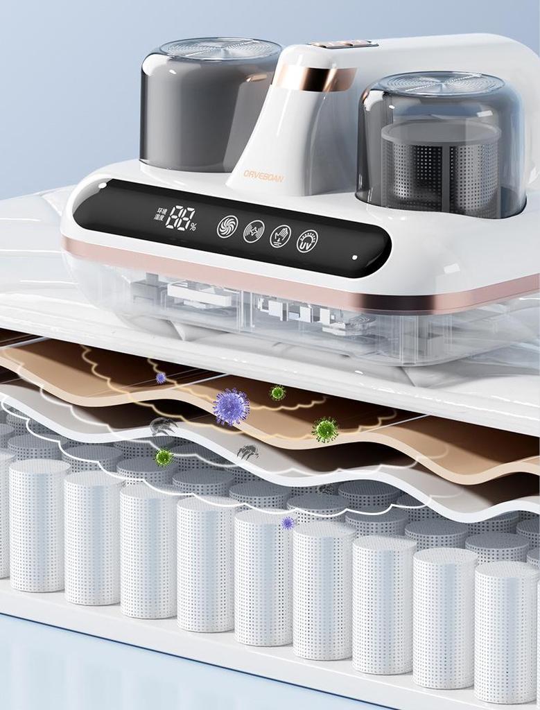 Dual-Cup Ultrasonic UV Bed Mite Remover with Wireless Vacuum