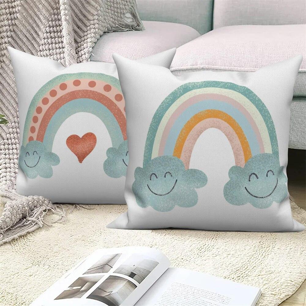 Kissenbezug Dekoration Zuhause Büro Schlafzimmer Cartoon Regenbogen Wolke Sofa Dekokissen