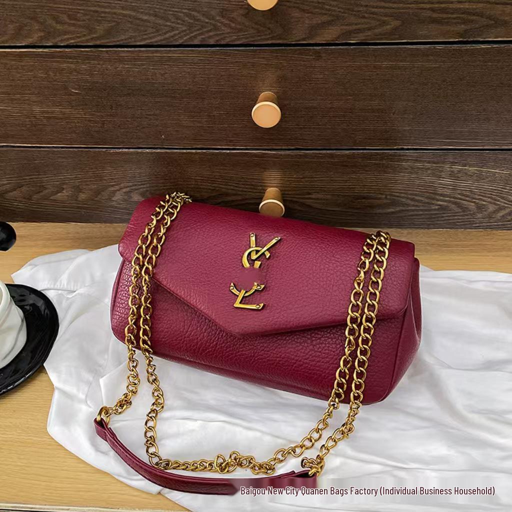 New Arrival Solid Chain Bag - Women's Versatile Fashion Textured Shoulder/Crossbody