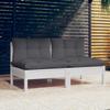 2-seater Garden Sofa with Anthracite Cushions Pine Wood