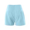 Sommer-Shorts für Damen, hohe Taille, asymmetrischer Plissee-Knopf-Dekor, einfarbig, schmale Passform, weiche Bauchkontrolle, über dem Knie liegende Mini-Shorts