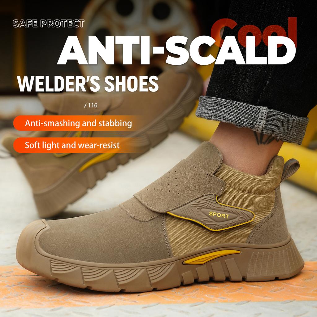 Men's Safety Shoes Anti-Puncture Reinforced Sole Steel Toe Men's Work Shoes Lightweight Slip Resistant Shoes Men's Boots