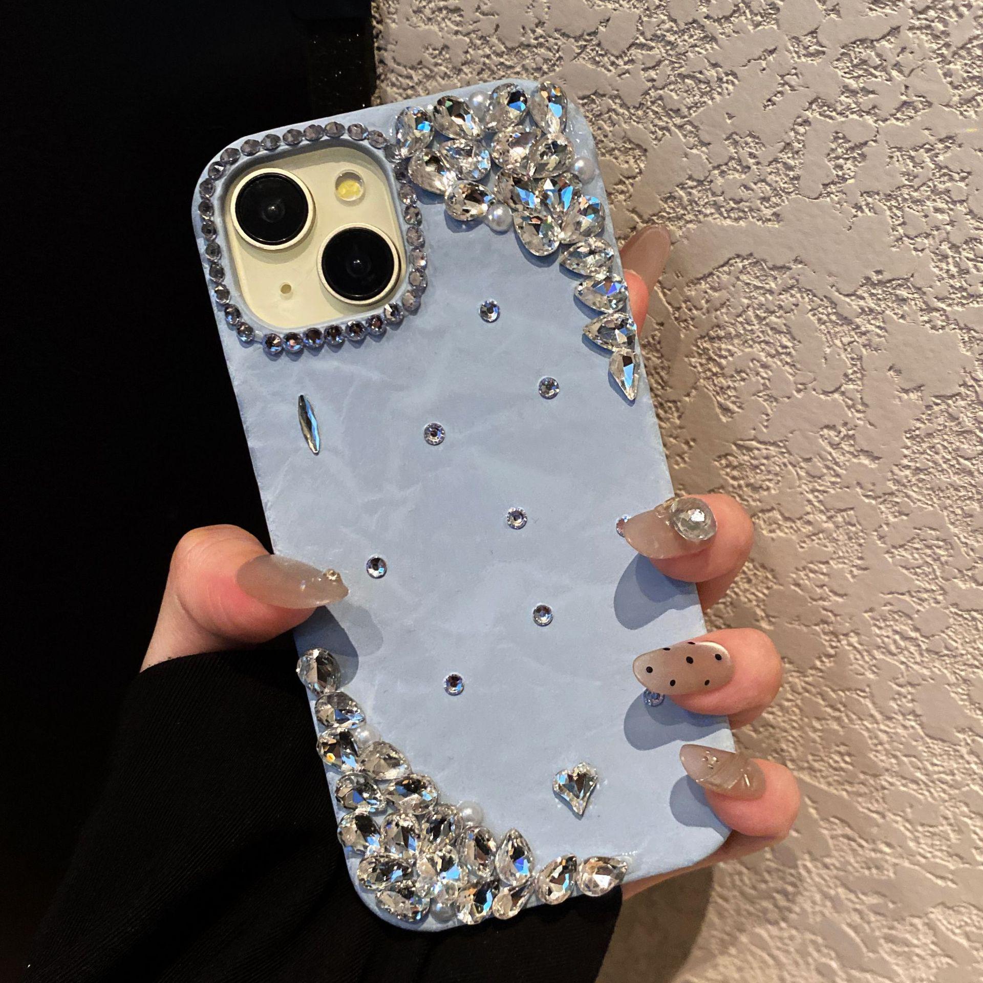 

Satin Velvet Phone Case for Apple 17/16Plus, Drop-Proof Mirror Frame with Diamonds, Compatible with Internet Celebrity 15/14/13ProMax iPhone 11 6.1