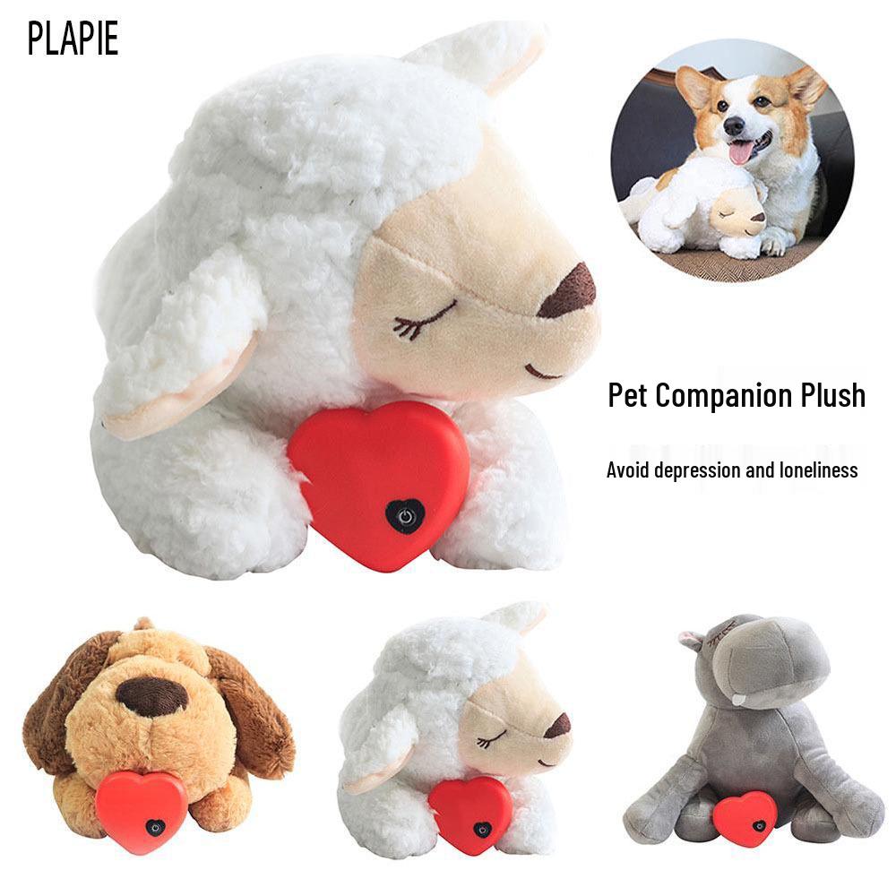 

Dog Anxiety Plush Toy with Simulated Heartbeat - Interactive Sleep Companion Gray Hippo + Heartbeat